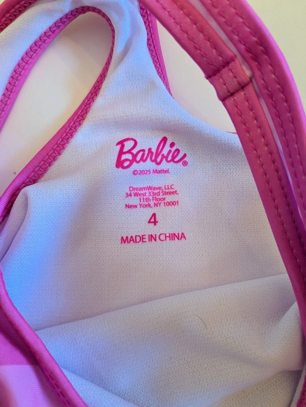 Barbie Pink Striped 2 Piece Swimsuit Or Tankini Size 4